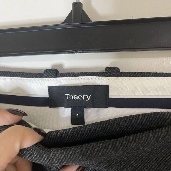 NWOT Theory pintuck knit twill dark gray trouser pants size US 4 - Picture 5 of 7